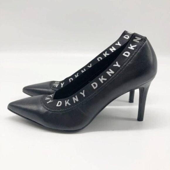 DKNY Katrina Black Pointed Toe Logo Heel  - Picture 5 of 8